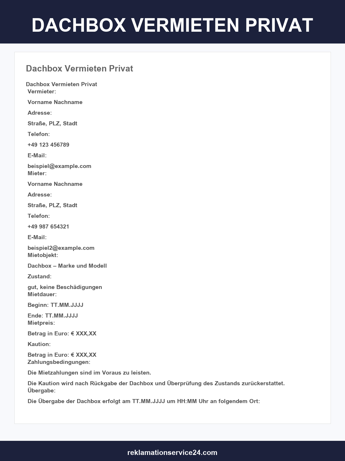 Dachbox Vermieten Privat