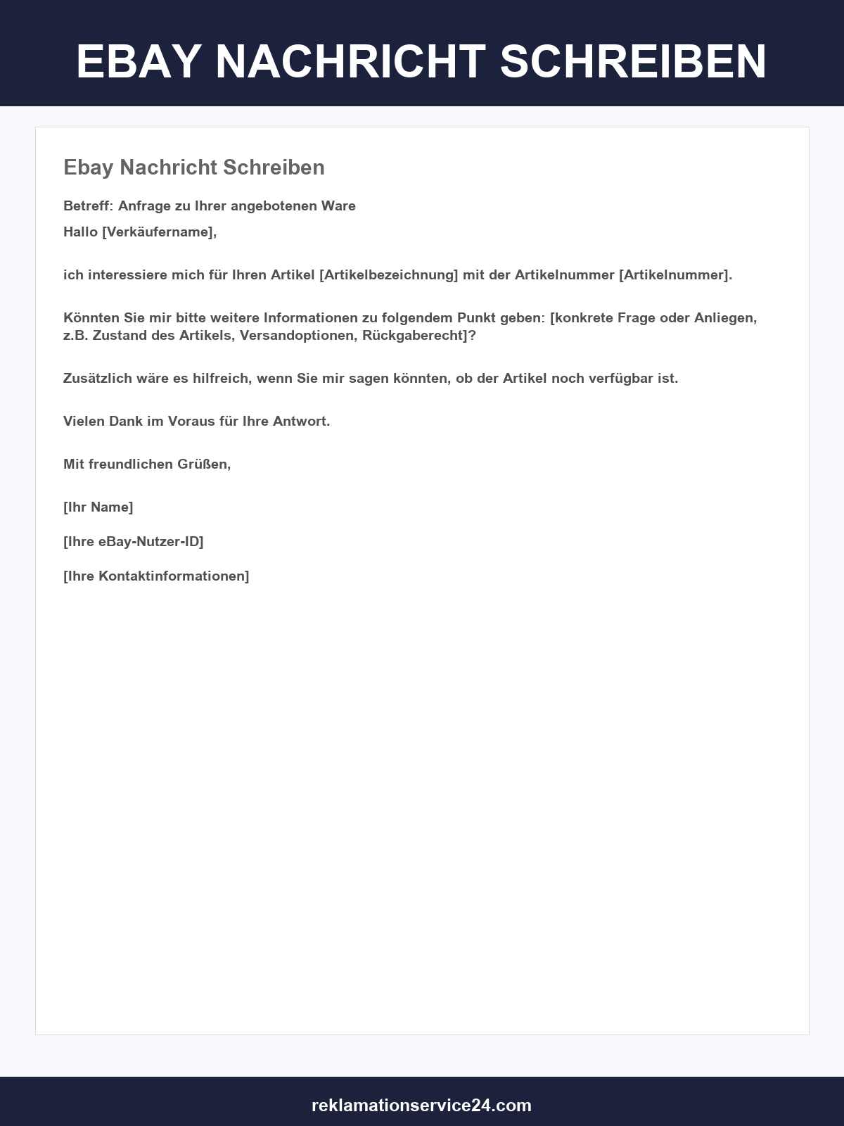 Ebay Nachricht Schreiben Muster