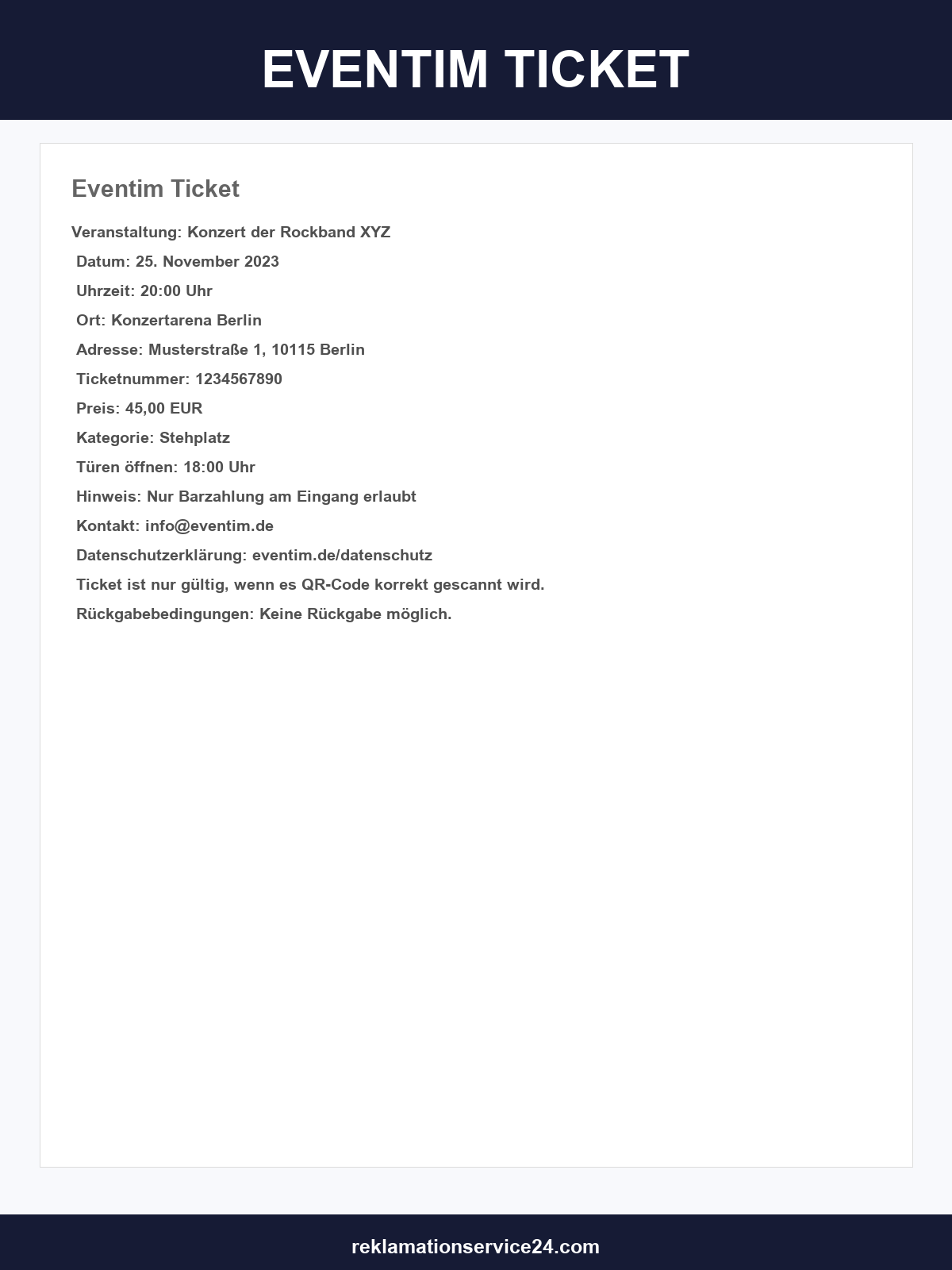 Eventim Ticket Vorlage