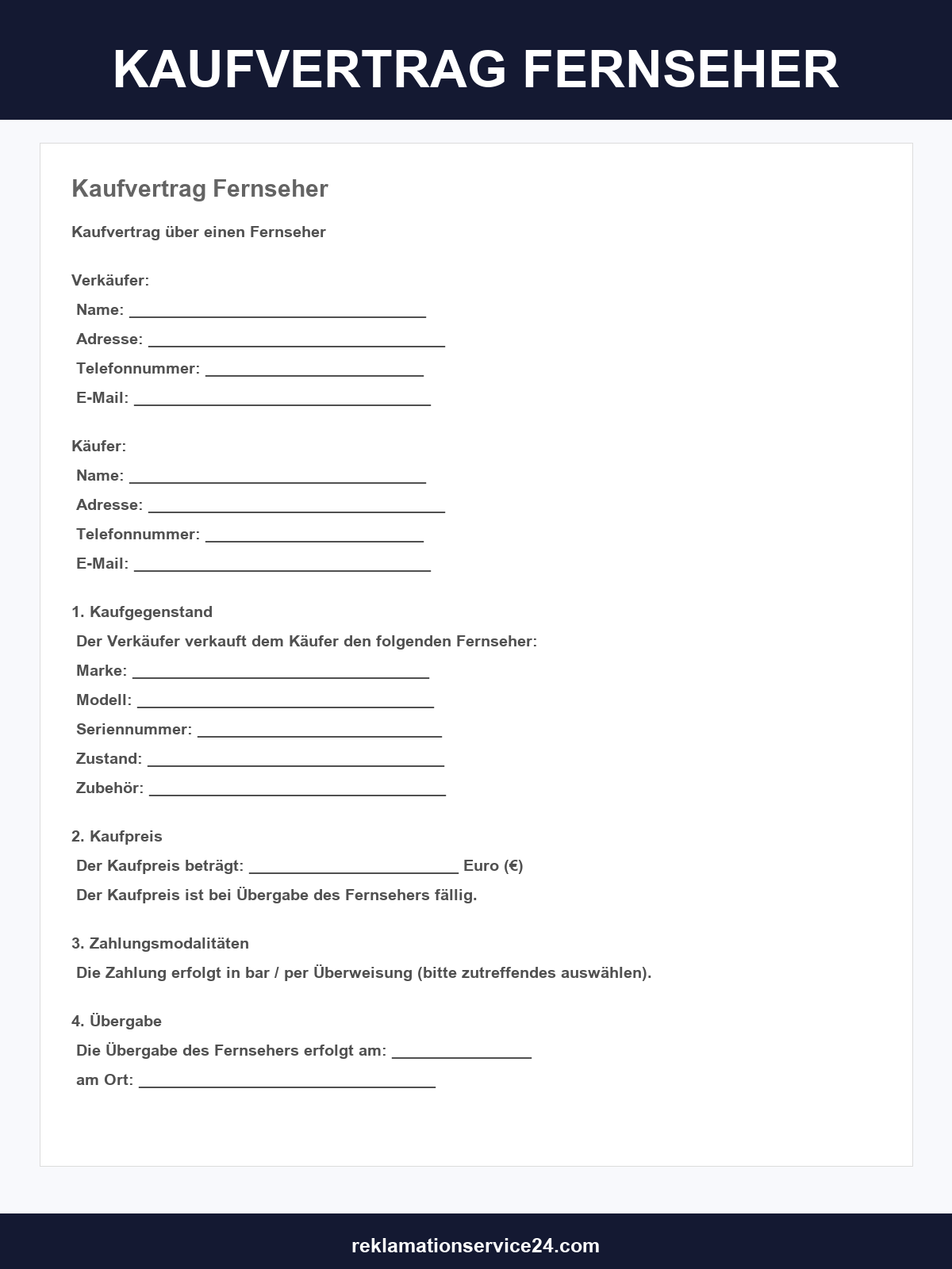 Kaufvertrag Fernseher