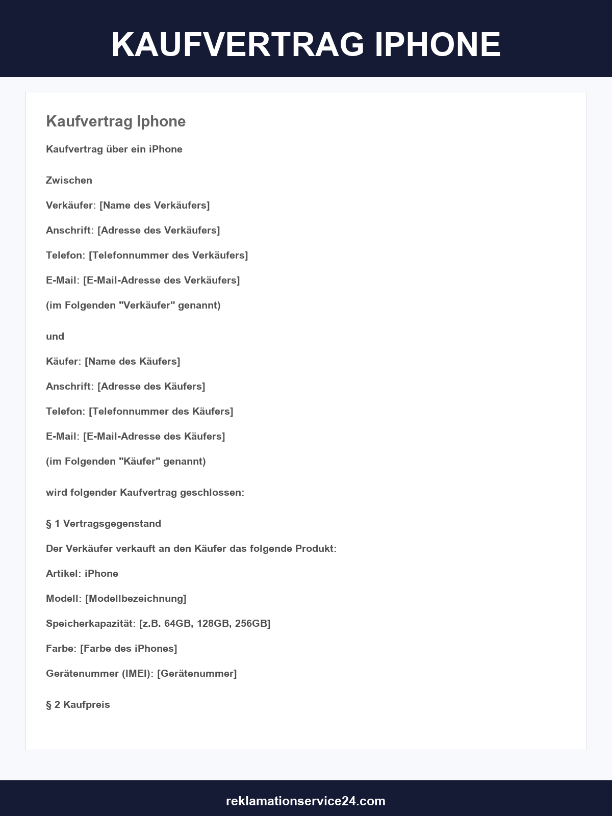 Kaufvertrag Iphone