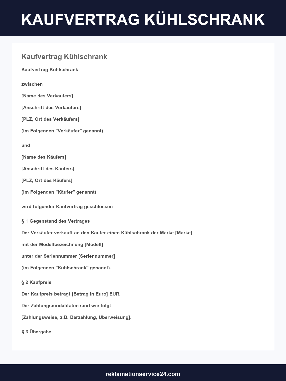 Kaufvertrag Kühlschrank