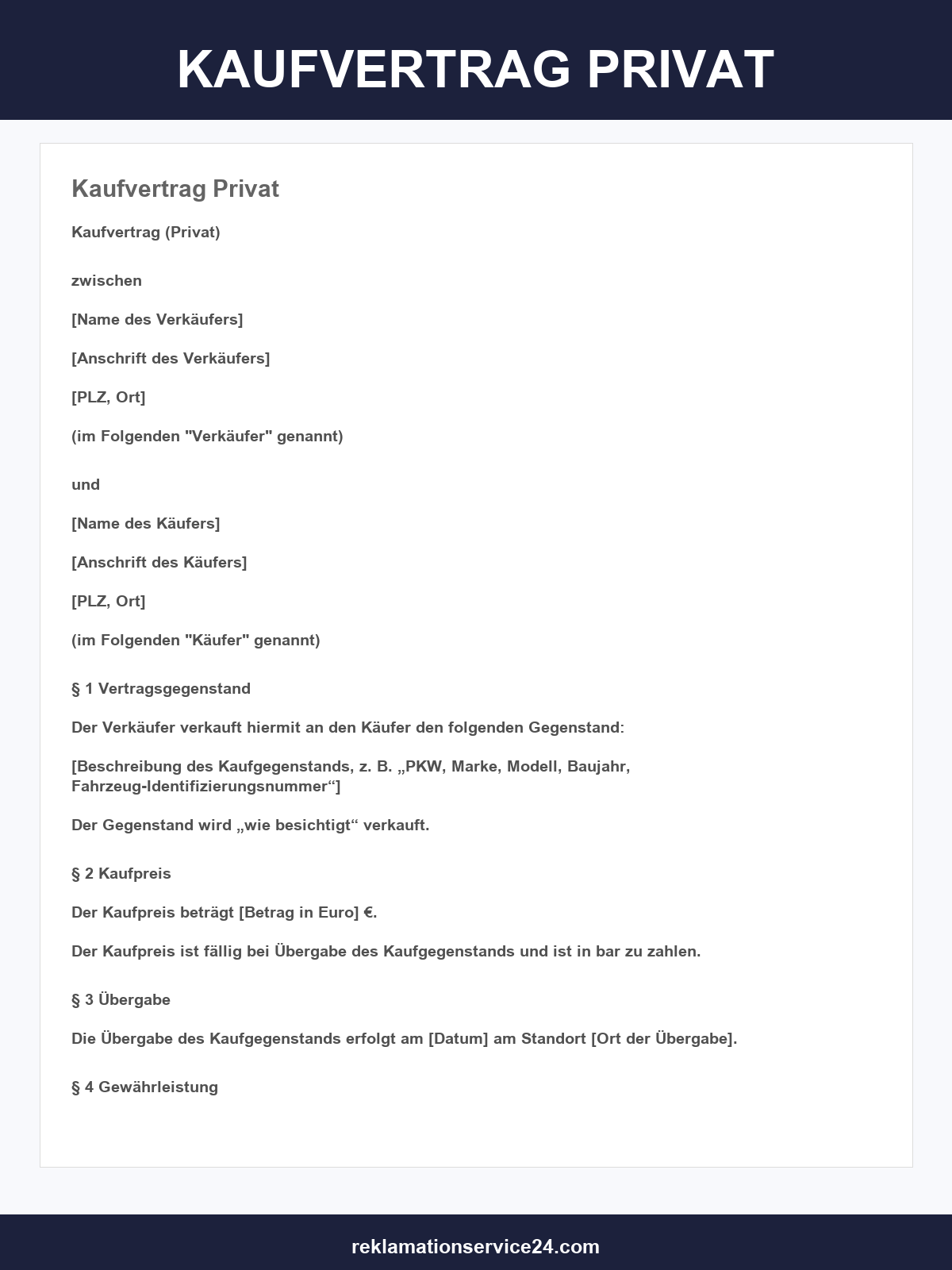 Kaufvertrag Privat