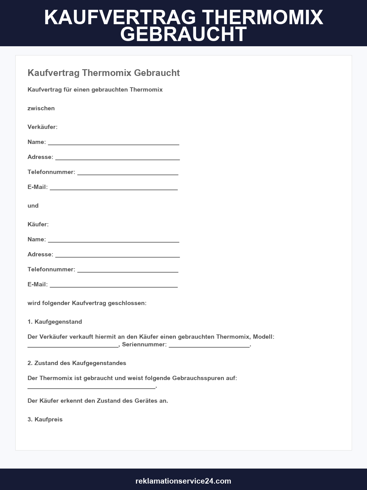 Kaufvertrag Thermomix Gebraucht