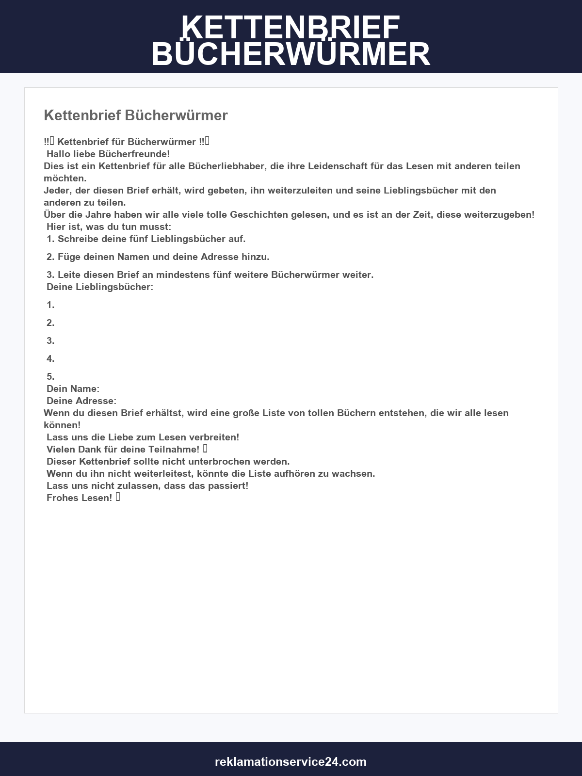 Kettenbrief Bücherwürmer
