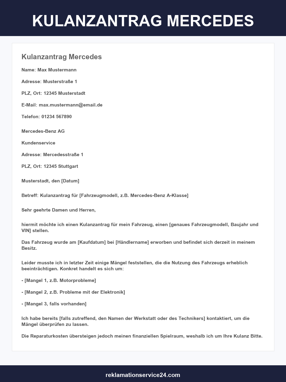 Kulanzantrag Mercedes