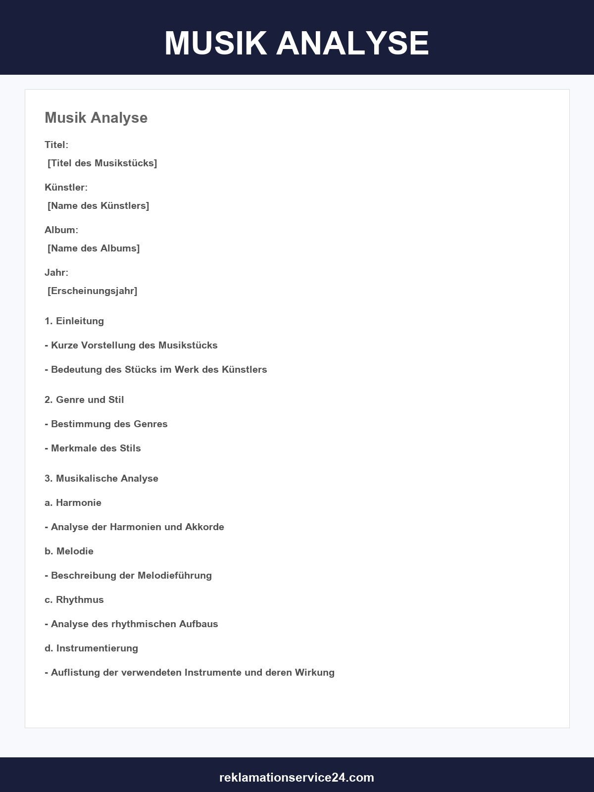 Musik Analyse Musterbeispiel