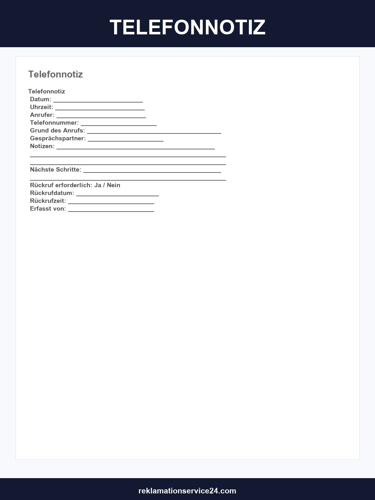 Telefonnotiz Vorlage